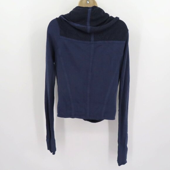 Lululemon Womens 12 Iconic Wrap Cadet Blue Stripe Pullover Cowl Neck Sweater Top - Picture 5 of 11
